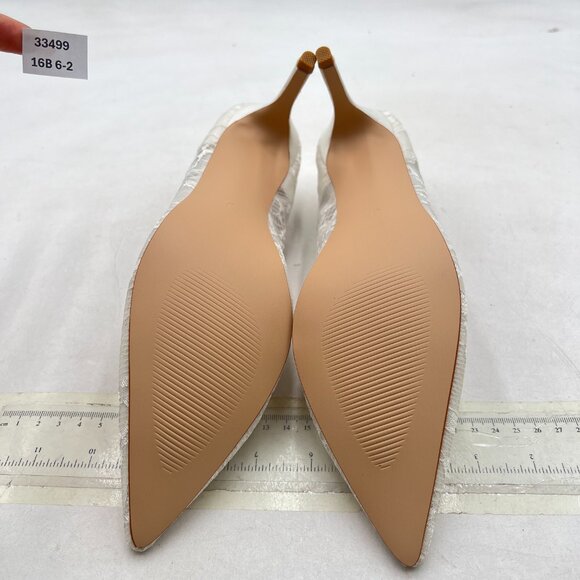XYD White Mesh Elegant Stiletto Heels for Wedding Bridal Pointed Toe Pumps - Picture 6 of 7